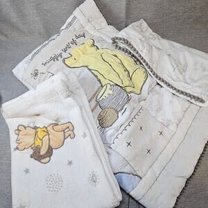 Disney Baby Lambs & Ivy Classic Pooh Quilt Crib Bedding matching Blankets LOT